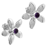 "Petaliqua" 925 Sterling Silver Flower Post Earrings