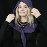100% Merino Sophie Hood Scarf, Extra Long and Featherlight - PLUM