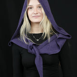 100% Merino Sophie Hood Scarf, Extra Long and Featherlight - PLUM