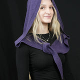 100% Merino Sophie Hood Scarf, Extra Long and Featherlight - PLUM