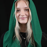 100% Merino Sophie Hood Scarf, Extra Long and Featherlight - FOREST GREEN