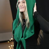 100% Merino Sophie Hood Scarf, Extra Long and Featherlight - FOREST GREEN