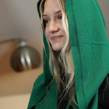 100% Merino Sophie Hood Scarf, Extra Long and Featherlight - FOREST GREEN