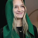 100% Merino Sophie Hood Scarf, Extra Long and Featherlight - FOREST GREEN