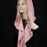 100% Merino Sophie Hood Scarf, Extra Long and Featherlight - PINK