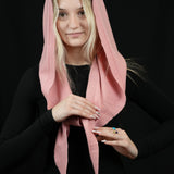100% Merino Sophie Hood Scarf, Extra Long and Featherlight - PINK