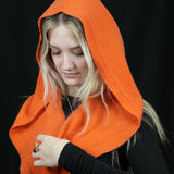 100% Merino Sophie Hood Scarf, Extra Long and Featherlight - ORANGE