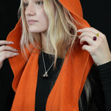 100% Merino Sophie Hood Scarf, Extra Long and Featherlight - ORANGE