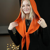 100% Merino Sophie Hood Scarf, Extra Long and Featherlight - ORANGE