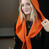 100% Merino Sophie Hood Scarf, Extra Long and Featherlight - ORANGE