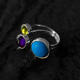 "The Fillmore East" 925 Sterling Silver Satellite Gemstone Peridot Ring