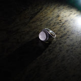 "Clochard" 925 Sterling Silver Ring with Rose Quartz Dome