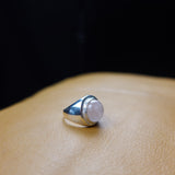"Clochard" 925 Sterling Silver Ring with Rose Quartz Dome