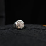 "Clochard" 925 Sterling Silver Ring with Rose Quartz Dome