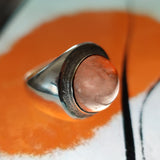 "Clochard" 925 Sterling Silver Ring with Rose Quartz Dome