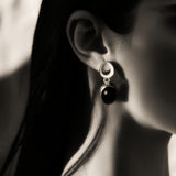 "The 21" Stunning 925 Sterling Silver Obsidian Half Sphere Earrings