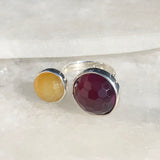 "Bonnie and Clyde" 925 Sterling Silver Ring featuring 2 Agatha Synthetic Stones