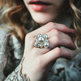 "Speakeasy" 925 Sterling Silver Hammered Cluster Sphere Ring