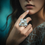 "Speakeasy" 925 Sterling Silver Hammered Cluster Sphere Ring