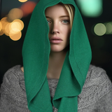 Triangle Mohair Hood Scarf, Extra Long and Featherlight - FOREST GREEN