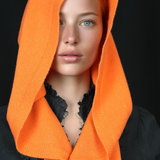 Triangle Mohair Hood Scarf, Extra Long and Featherlight - ORANGE