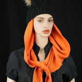 Triangle Mohair Hood Scarf, Extra Long and Featherlight - ORANGE