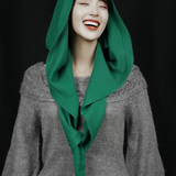 Triangle Mohair Hood Scarf, Extra Long and Featherlight - FOREST GREEN